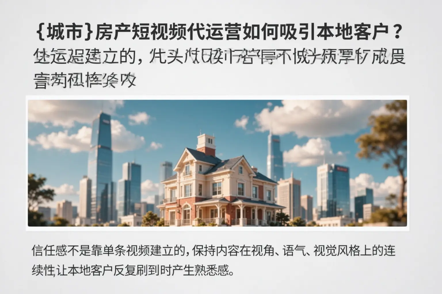 叶城房产短视频代运营如何吸引本地客户？